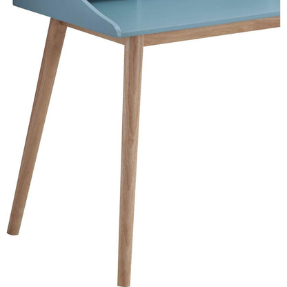 Roskilde Mid-Century Modern Wood Writing Desk with Hutch, Blue