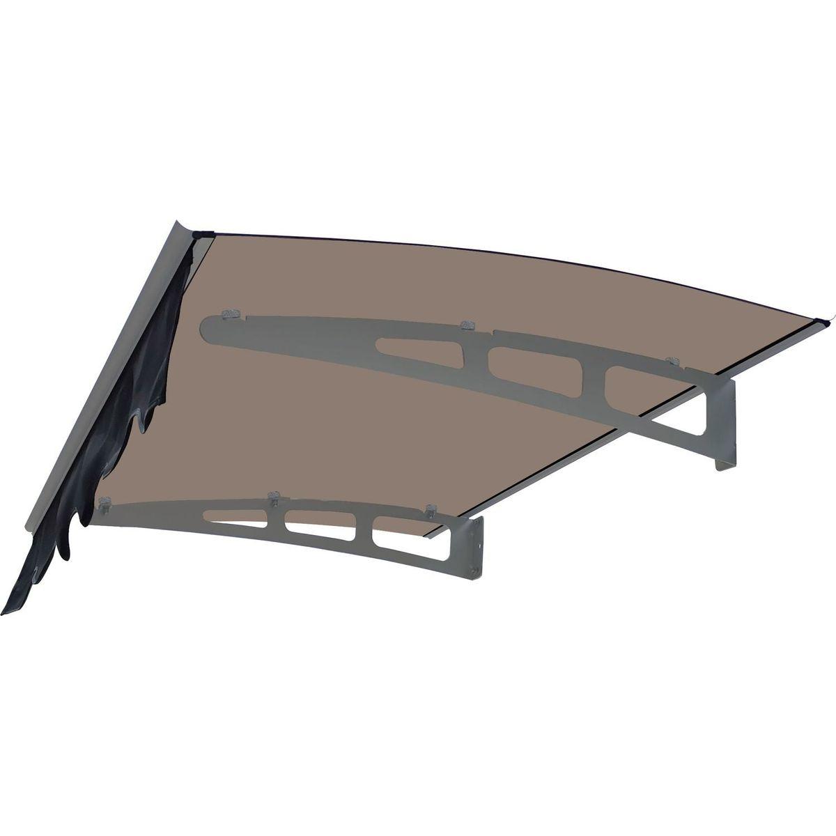 GarLUGH DA4734C Series Door Window Awning Canopy Made of 0.137 Inch Thick Crystal Solid Polycarbonate Sheet and Aluminum Alloy with Valance in size of 47" Wide x 34" Deep for Masonry Concrete Wall