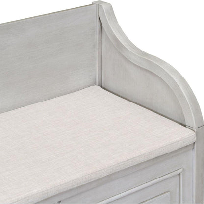 Rustic Style Solid wood Entryway Multifunctional Storage Bench with Safety Hinge (Gray Wash+ Beige)