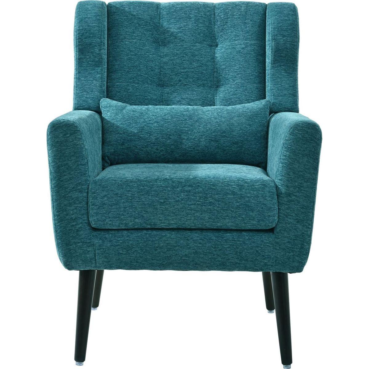Modern Accent Chair Upholstered Foam Filled Living Room Chairs Comfy Reading Chair Mid Century Modern Chair with Chenille Fabric Lounge Arm Chairs Armchair for Living Room Bedroom (Teal)