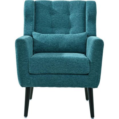 Modern Accent Chair Upholstered Foam Filled Living Room Chairs Comfy Reading Chair Mid Century Modern Chair with Chenille Fabric Lounge Arm Chairs Armchair for Living Room Bedroom (Teal)