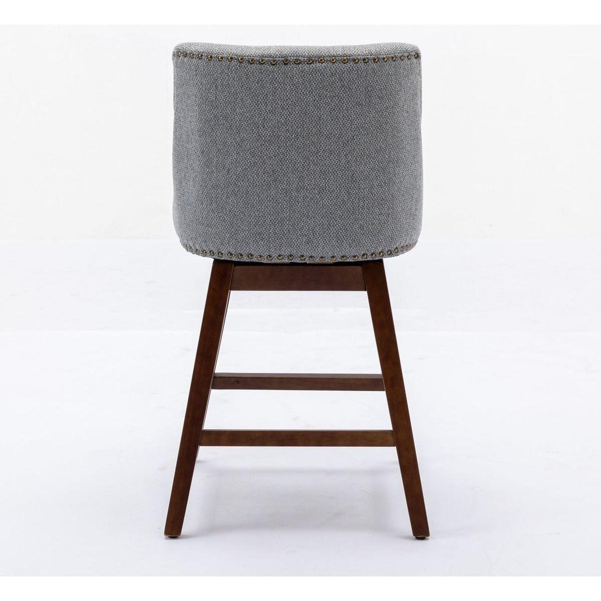 Counter Height Swivel Barstools, 26" H Seat Height Upholstered Bar Stools Set of 2, Fabric in Gray - Streamdale Furniture