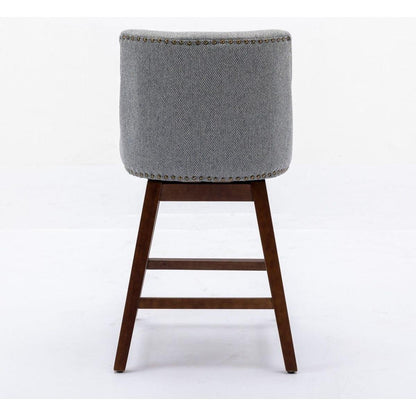 Counter Height Swivel Barstools, 26" H Seat Height Upholstered Bar Stools Set of 2, Fabric in Gray - Streamdale Furniture