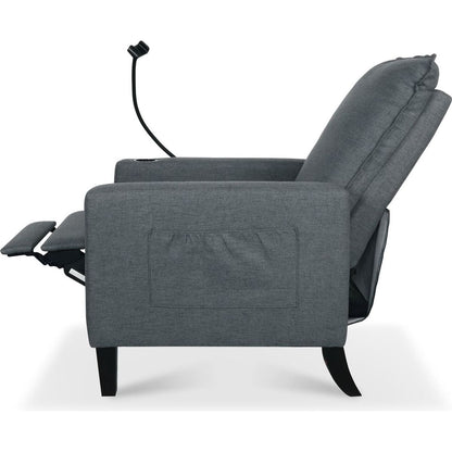Recliner Chairs for Adults, Adjustable Recliner Sofa with Mobile Phone Holder & Cup Holder, Modern Reclining Chairs Fabric Push Back Recliner Chairs for Living Room, Bedroom, Gray