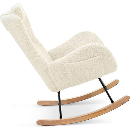 Rocking Chair - with rubber leg and cashmere fabric, suitable for living room and bedroom
