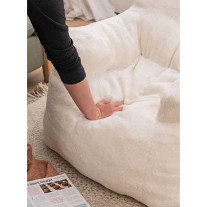 Soft Teddy Fabric Tufted Foam Bean Bag Chair With Teddy Fabric Dark Gray