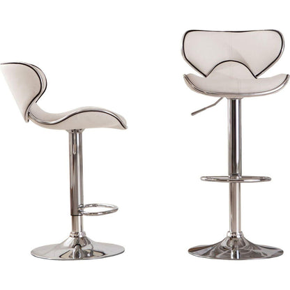 Masaccio Upholstery Airlift Adjustable Swivel Barstool with Chrome Base, Set of 2, White