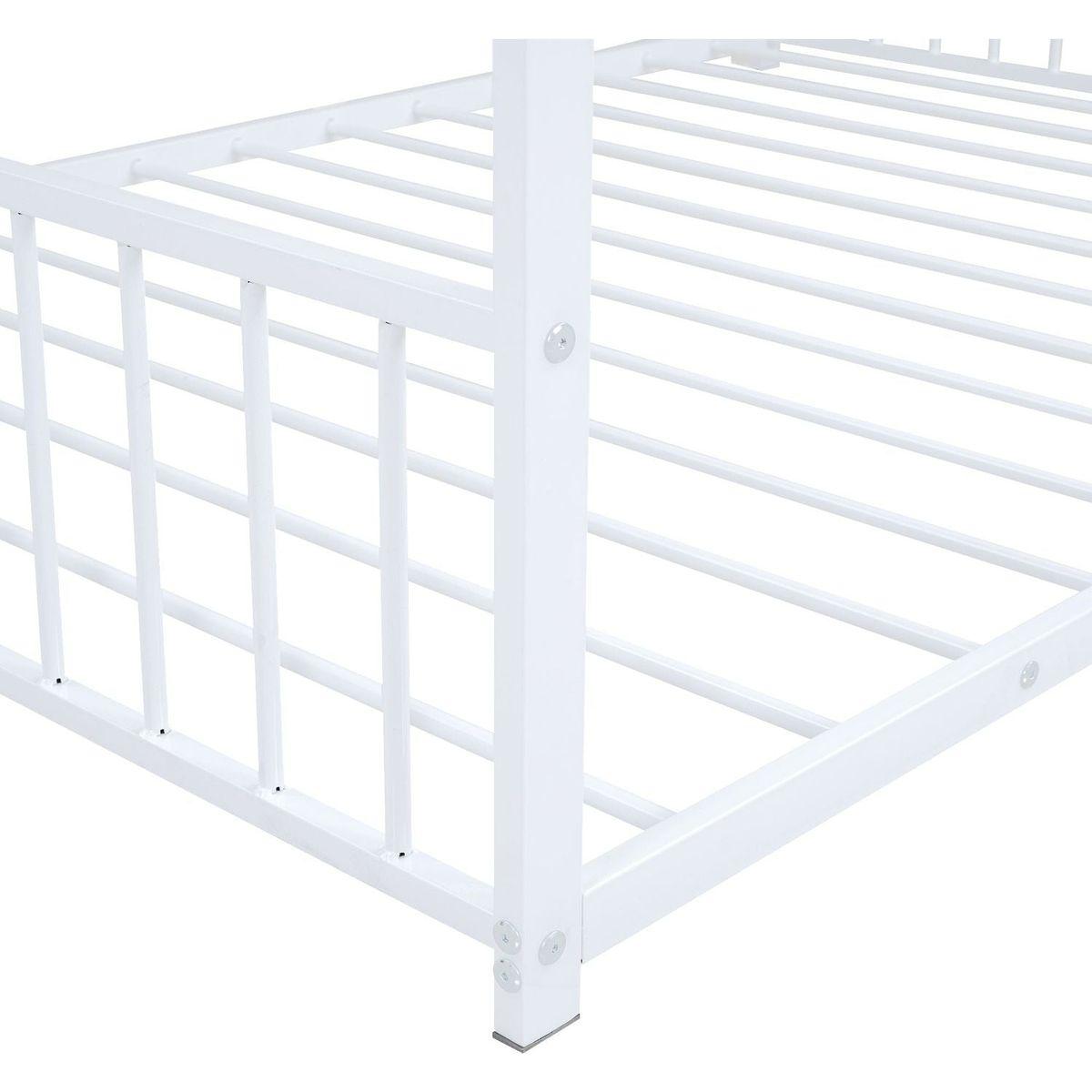 Full Size Metal House Bed, White