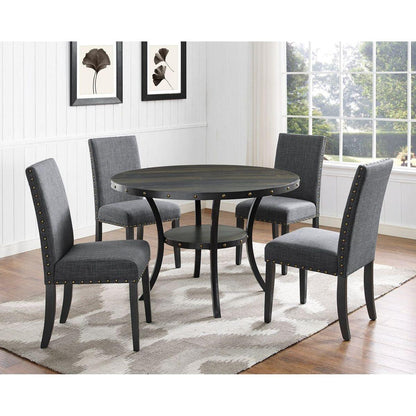 Biony Fabric Dining Chairs with Nailhead Trim, Set of 2, Gray