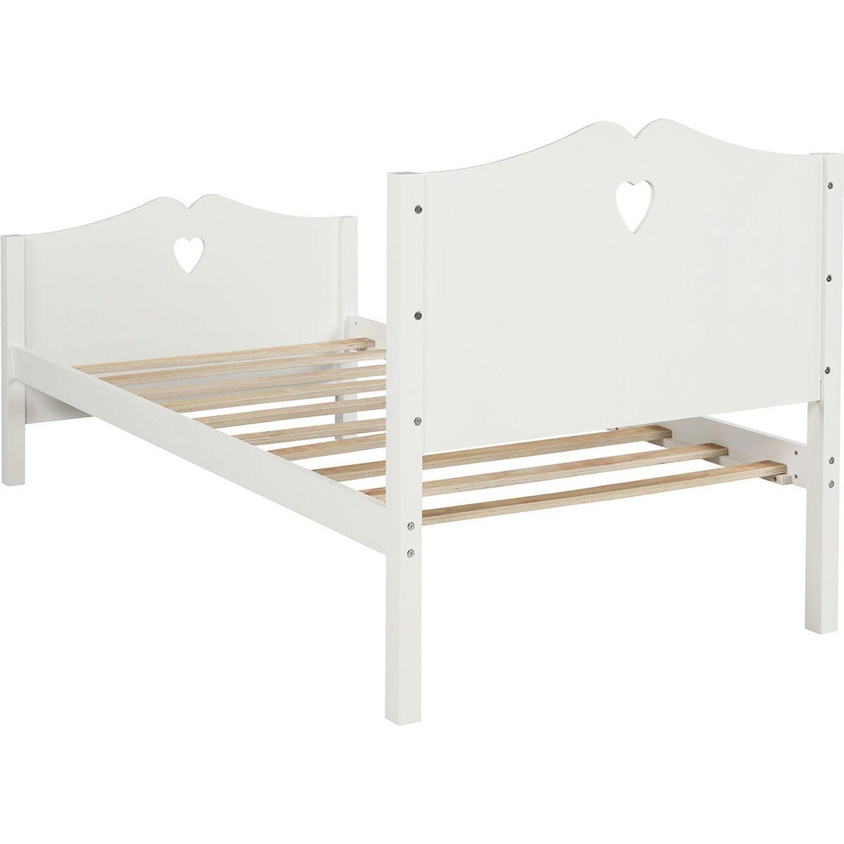 Bed Frame Twin Platform Bed with Wood Slat Support and Headboard and Footboard (White)