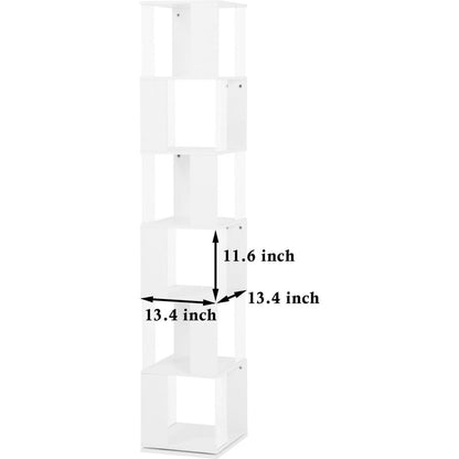 6 tier Rotating Bookshelf, Floor Rack Simple Bookcase with Acrylic plate Student Multi-Function Creative Bookshelf for Living Room