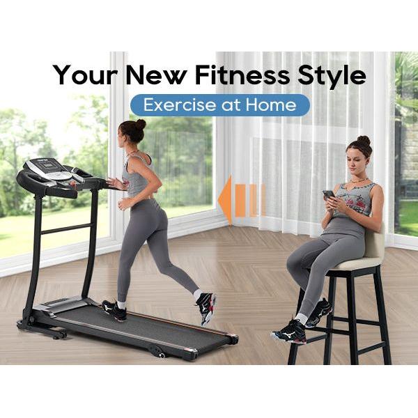 NEW Home Folding Treadmill with Pulse Sensor, 2.5 HP Quiet Brushless Motor, 7.5 MPH, 300LBS Weight Capacity Walking Jogging Machine with 3 Level Incline 12 Preset Programs for Home Gym