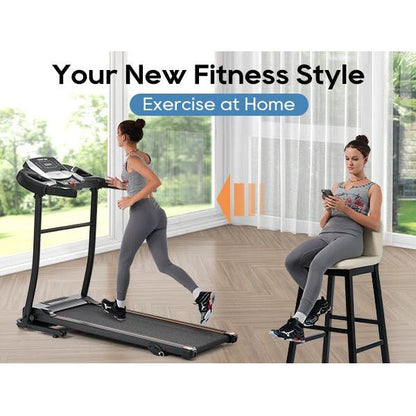 NEW Home Folding Treadmill with Pulse Sensor, 2.5 HP Quiet Brushless Motor, 7.5 MPH, 300LBS Weight Capacity Walking Jogging Machine with 3 Level Incline 12 Preset Programs for Home Gym