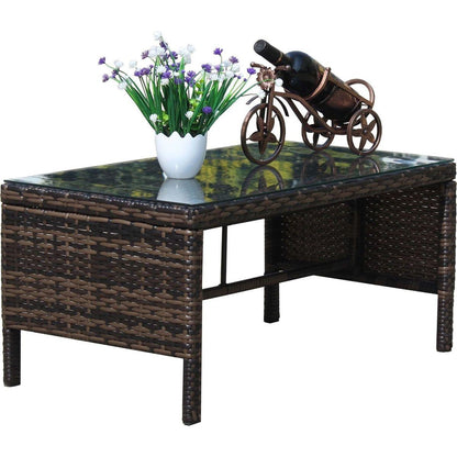 Outdoor patio Furniture 1 Coffee Table with clear tempered glass