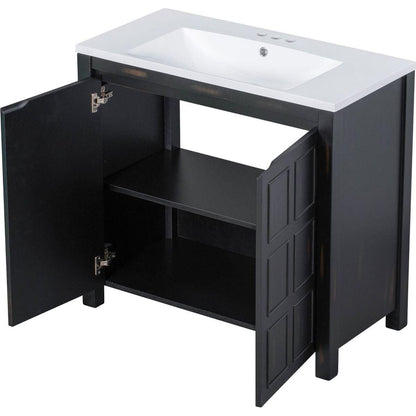 36" Bathroom Vanity Organizer with Sink, Combo Cabinet Set, Bathroom Storage Cabinet, Retro Espresso