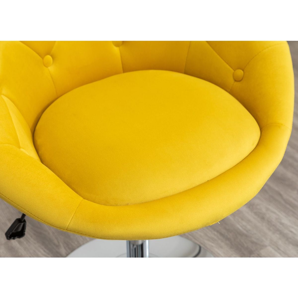 Noas Velvet Upholstered Tufted Back Swivel Accent Chair, Yellow