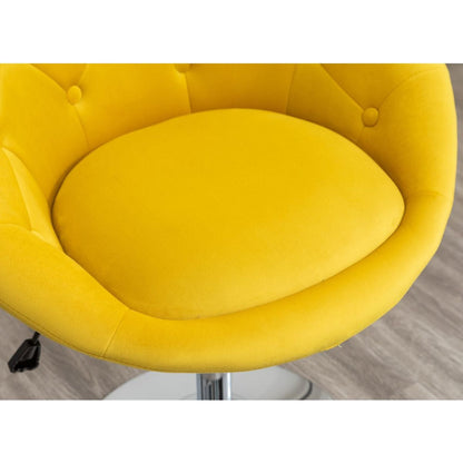 Noas Velvet Upholstered Tufted Back Swivel Accent Chair, Yellow
