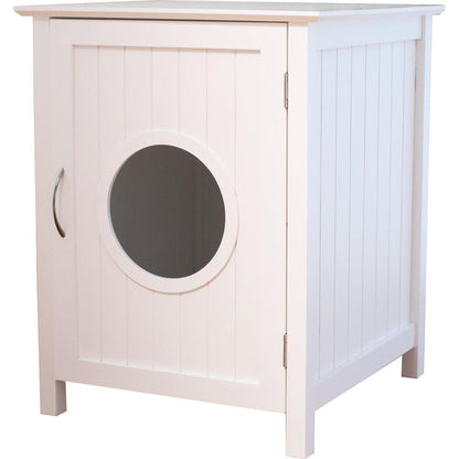 Litter box shell, hidden litter box furniture cabinet, indoor cat room side table, large pet box bedside table, litter box toilet, indoor kennel (white)
