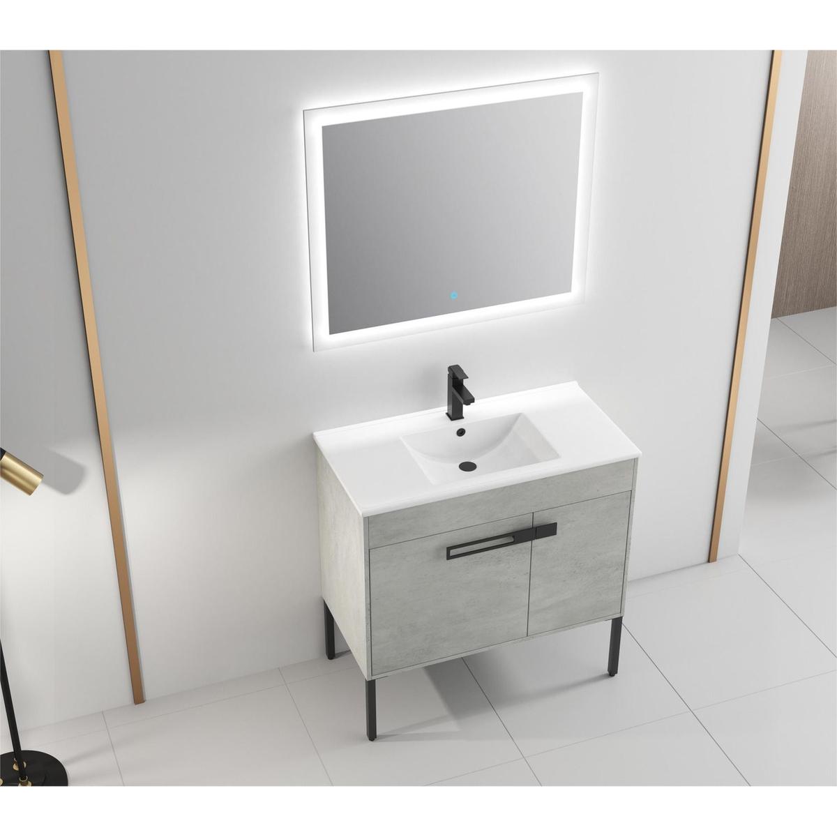 36 Inch Bathroom Vanity with Sink, Freestanding Bathroom Vanity or Floating is Optional Conversion-00336CG-1-F-BL9090B(KD-Packing)