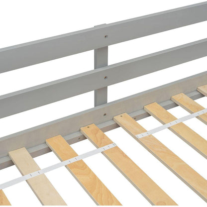 Twin High Loft Bed with Ladder landing Platform, Ladders, Guardrails,Grey