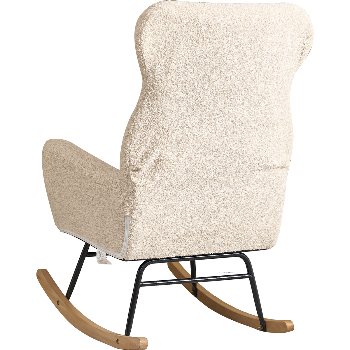 Modern Rocking Chair with High Backrest,Teddy Material Comfort Arm Rocker, Lounge Armchair for Living Room