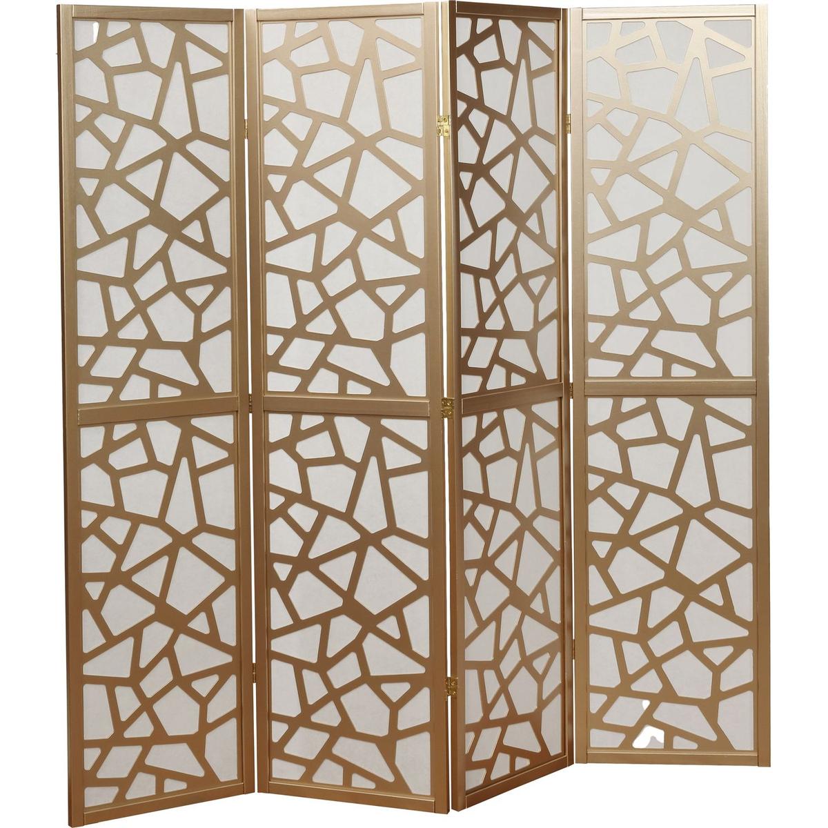 Giyano 4 Panel Screen Room Divider, Gold - Streamdale Furniture