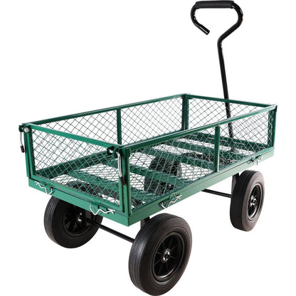 (Green solid wheels wagon cart) Solid wheels Tools cart Wagon Cart Garden cart trucks make it easier to transport firewood