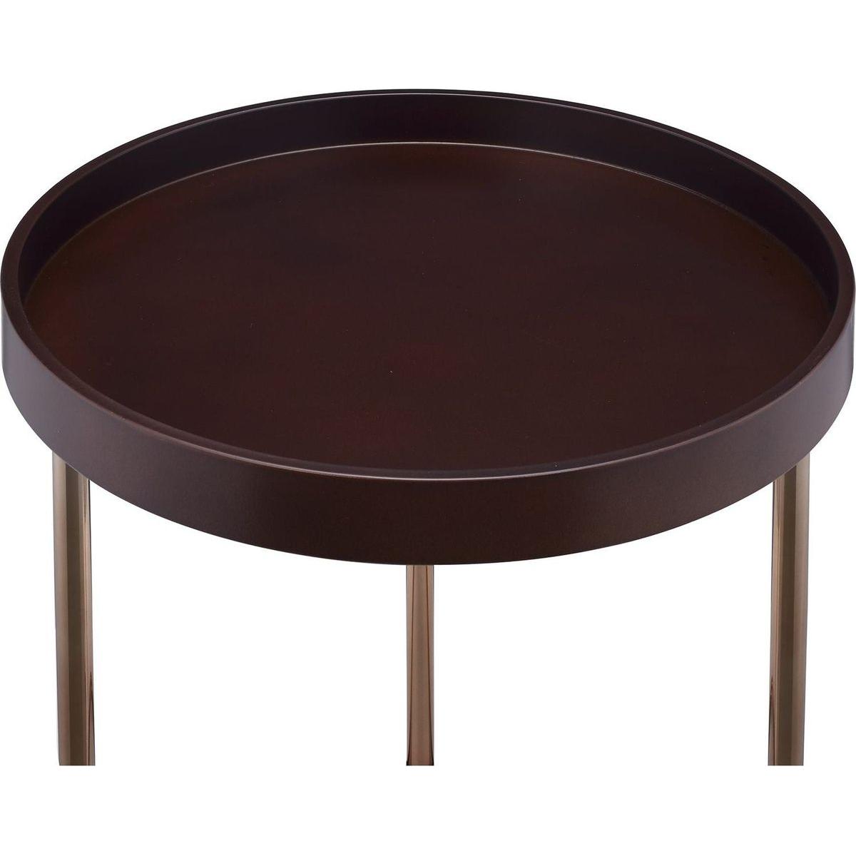 Genoa Round Tray Table with Metal Frame, Espresso