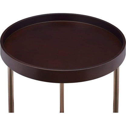 Genoa Round Tray Table with Metal Frame, Espresso