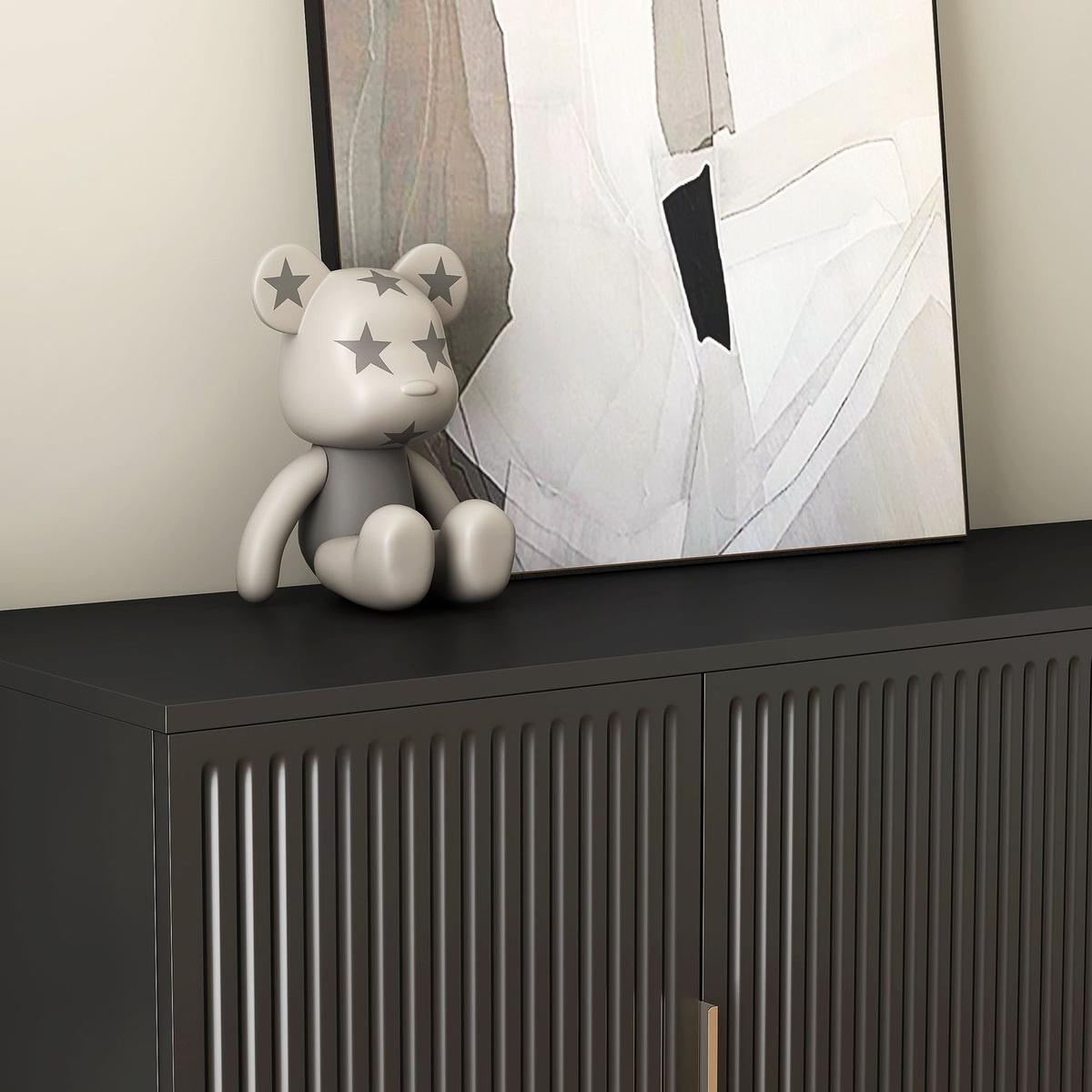 White Modern Buffet Cabinet with Storage, Fluted Sideboard Large Buffet with Adjustable Shelves, Credenza, Accent Cabinet Console Table