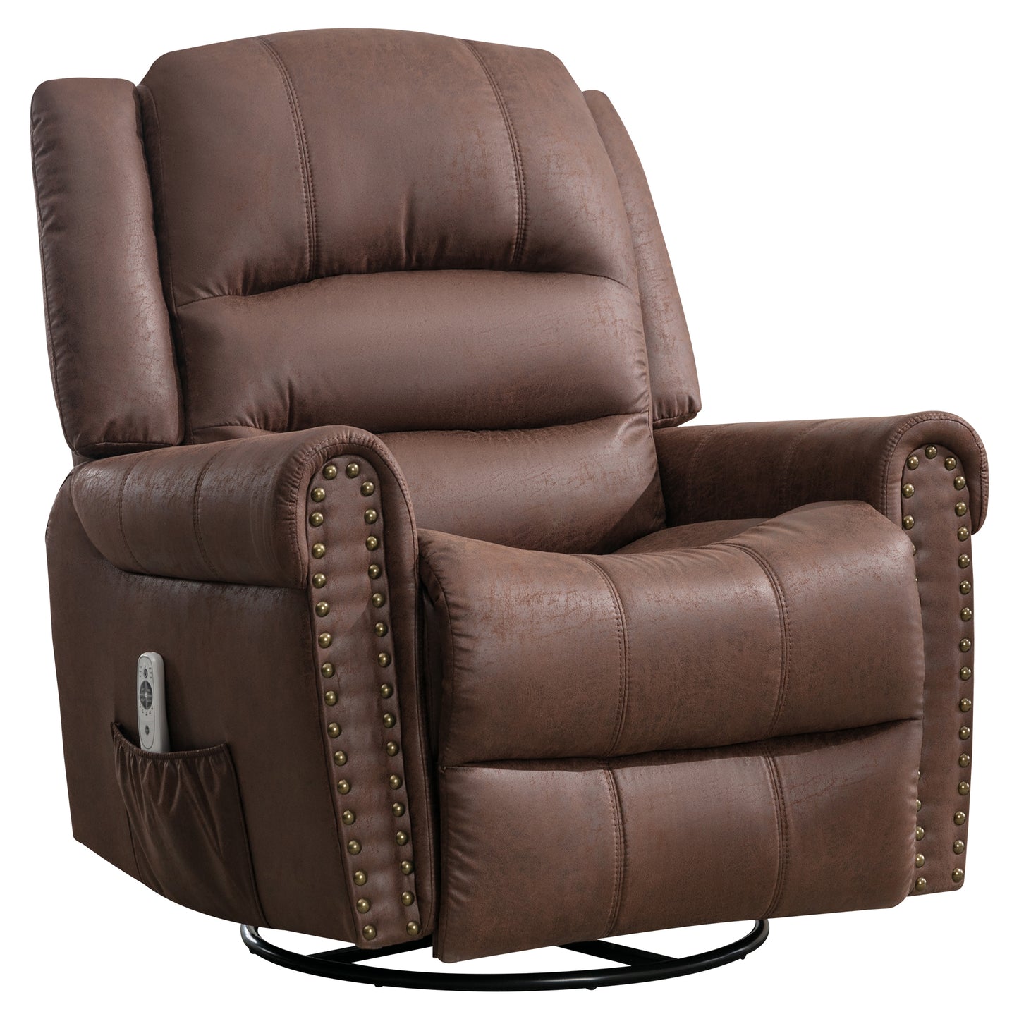 Massage Rocker Recliner Chair Rocking Chairs for Adults Oversized with USB Charge Port Soft Features a Manual Massage and Heat.BROWN