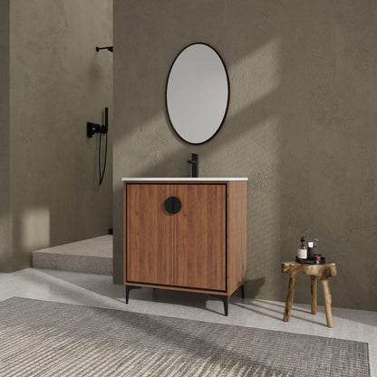 30 "Bathroom Vanity, 2 doors, Bathroom Cabinet Vanity Freestanding Cabinet Engineered Wood with sink