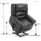 Power Lift Recliner Chair Heat Massage Dual Motor Infinite Position Up to 350 LBS, Faux Leather, Heavy Duty Motion Mechanism with USB Ports, Grey