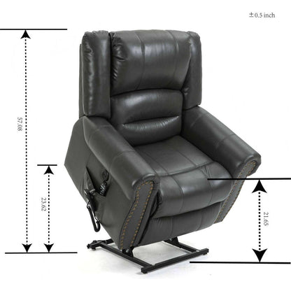Power Lift Recliner Chair Heat Massage Dual Motor Infinite Position Up to 350 LBS, Faux Leather, Heavy Duty Motion Mechanism with USB Ports, Grey