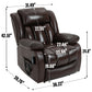 Dual Motor Infinite Position Up to 350 LBS Electric Medium size Genuine Leather Brown Power Lift Recliner Chair with 8-Point Vibration Massage and Lumbar Heating