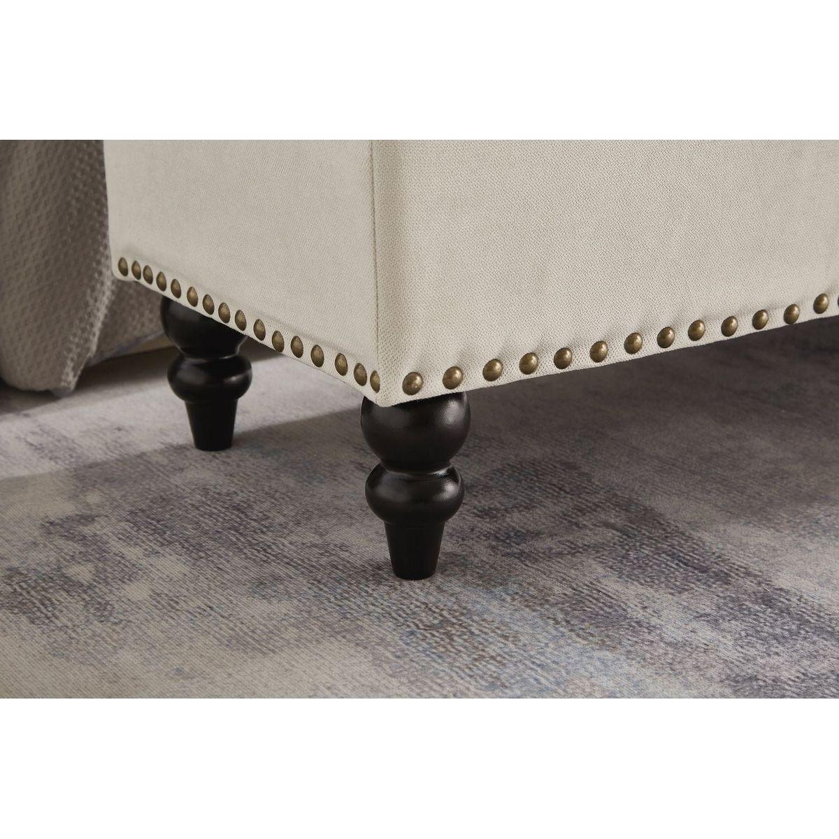 59" Bed Bench Ottoman with Storage Beige Fabric