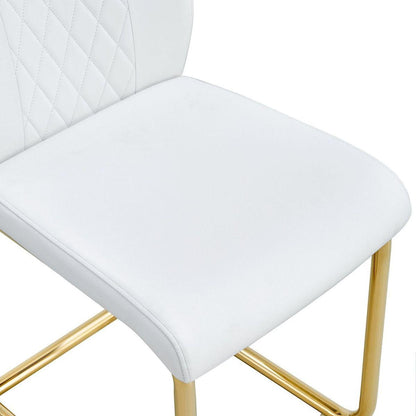 Modern dining chairs, dining room chairs, and golden leg cushioned chairs made of artificial leather, suitable for kitchens, living rooms, bedrooms, and offices. Set of 6 pieces (white+PU)