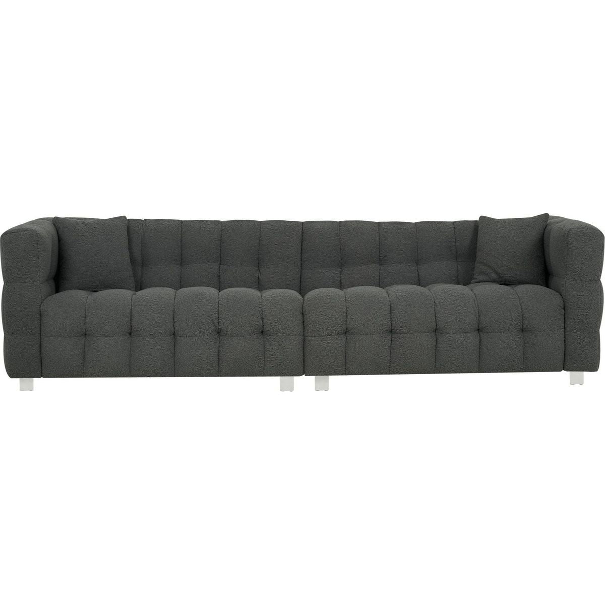 inch gray teddy velvet sofa with two throw pillows in living room Bedroom apartment sofa supported by hardware feet