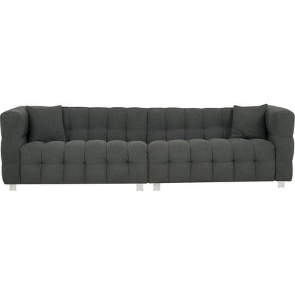 inch gray teddy velvet sofa with two throw pillows in living room Bedroom apartment sofa supported by hardware feet