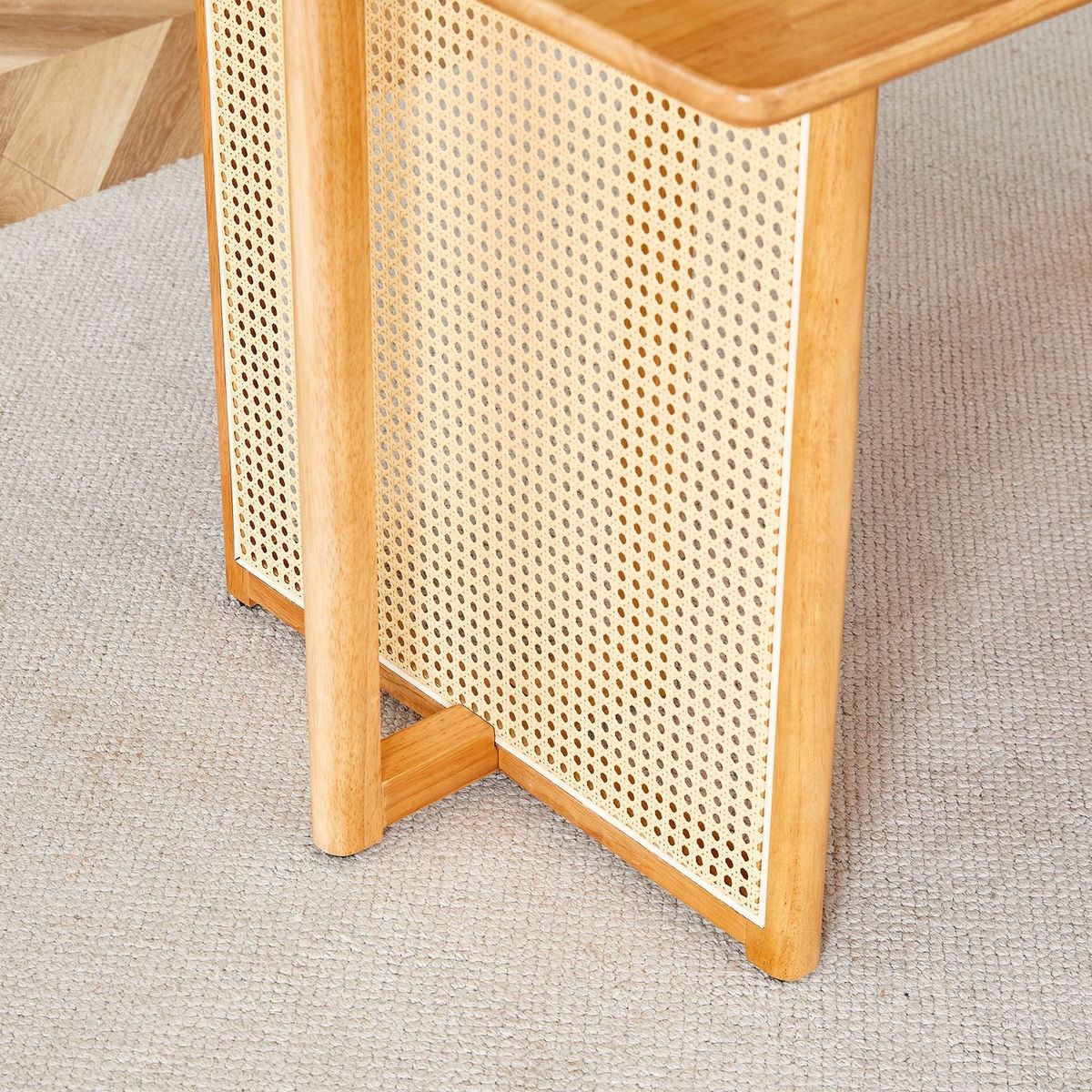 Chinese country retro solid wood dining table, simple modern imitation rattan dining table, wooden dining table, desk. Suitable for dining room, living room, office