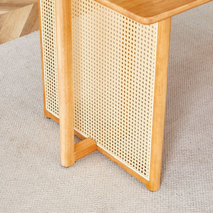 Chinese country retro solid wood dining table, simple modern imitation rattan dining table, wooden dining table, desk. Suitable for dining room, living room, office