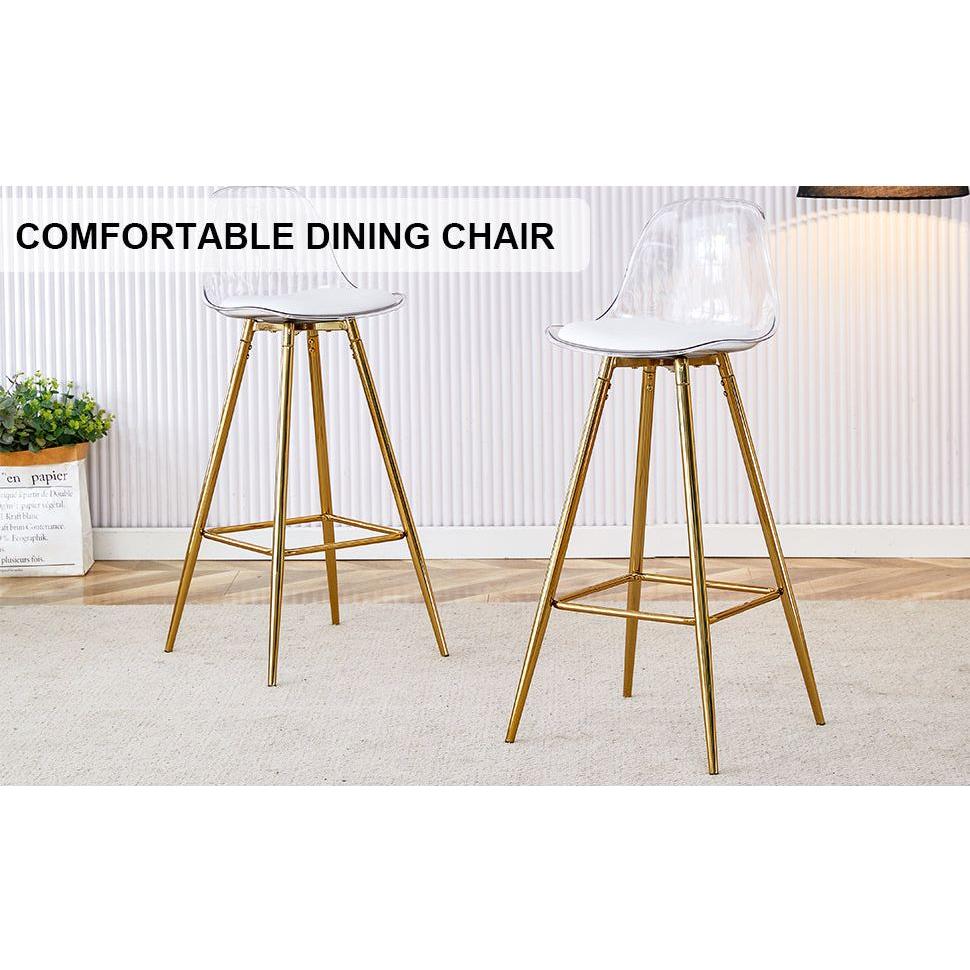 Modern comfortable cushioned bar chair with metal legs, fashionable design suitable for dining, kitchen, terrace, and living room chairs.