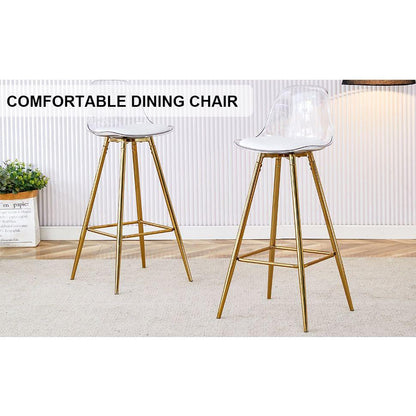 Modern comfortable cushioned bar chair with metal legs, fashionable design suitable for dining, kitchen, terrace, and living room chairs.