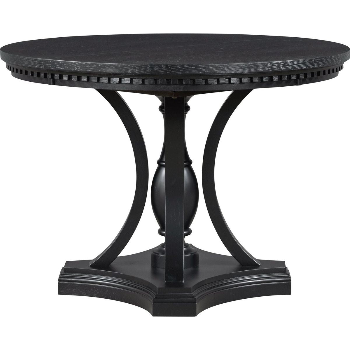 Retro 5-piece Dining Set Extendable Round Table and 4 Chairs for Kitchen Dining Room (BLACK OAK)