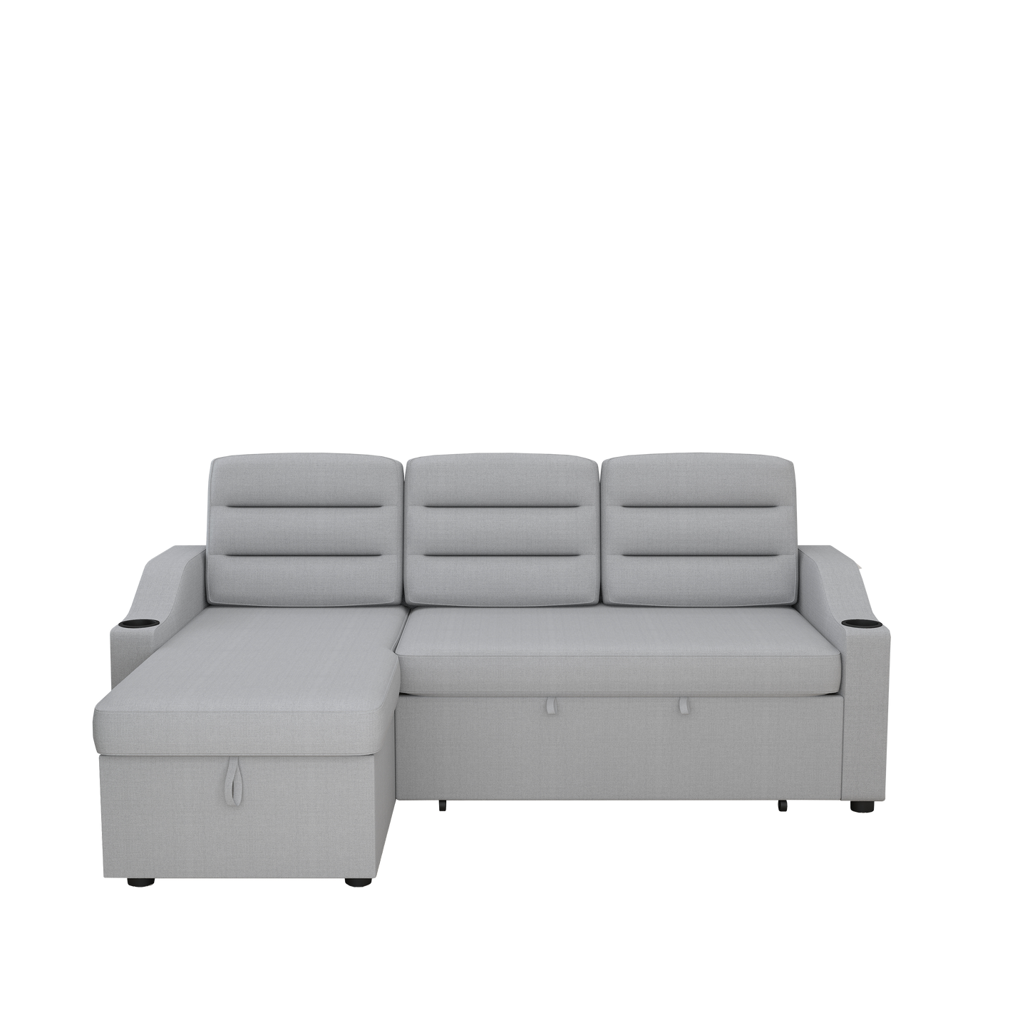 83.5" Convertible Sleeper Combo Sofa, Convertible Sofa Bed Polyester Pullout Bed with Storage Recliner and Cup Holder for Living Room, Tight Spaces