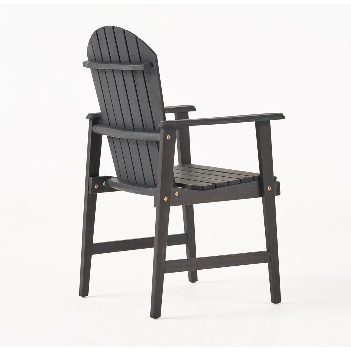 Outdoor Weather Resistant Acacia Wood Adirondack Dining Chairs (Set of 2), Dark Gray Finish