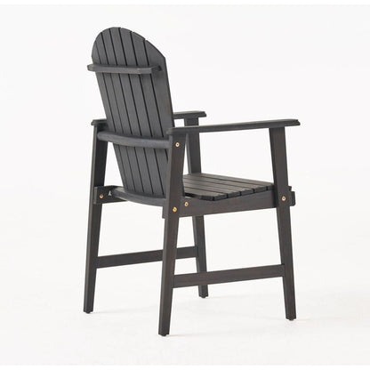 Outdoor Weather Resistant Acacia Wood Adirondack Dining Chairs (Set of 2), Dark Gray Finish