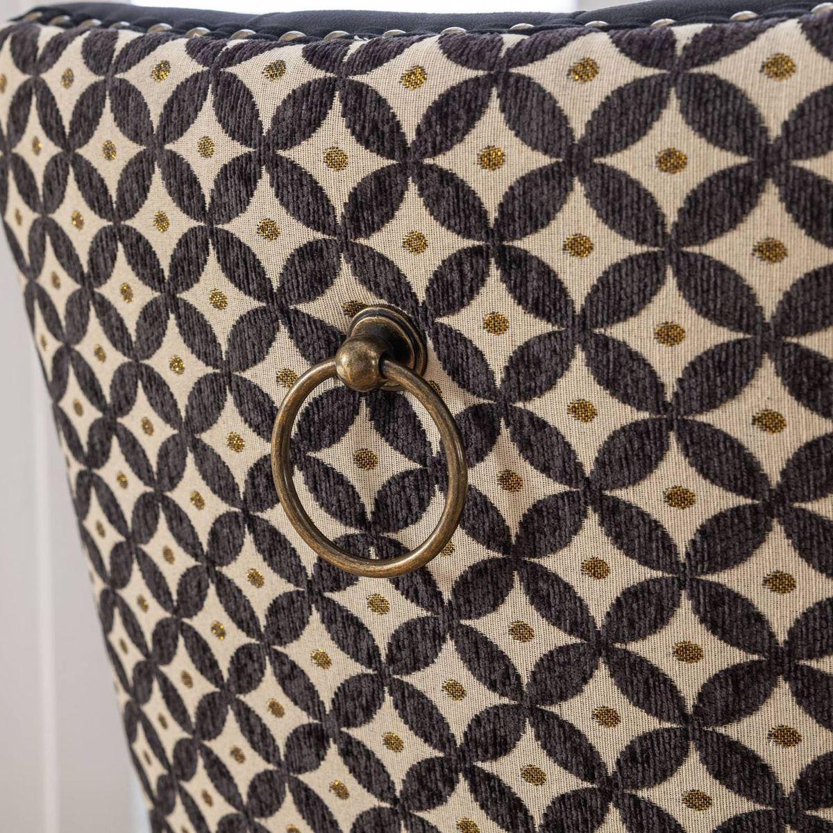 Classic Velvet Dining Chairs, High-end Tufted Solid Wood Contemporary Velvet Upholstered Dining Chair with Wood Legs Nailhead, SET OF 2,Black and Patterned