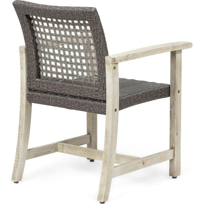 HAMPTON WOOD AND WICKER DINING CHAIR(SET OF 2 )