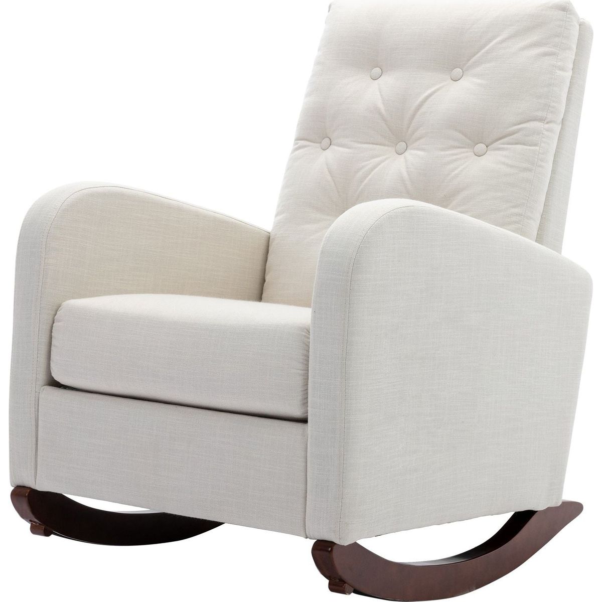 High Back Rocking Chair Nursery Chair .Comfortable Rocker Fabric Padded Seat .Modern High Back Armchair